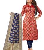 Red resham woven jacquard salwar