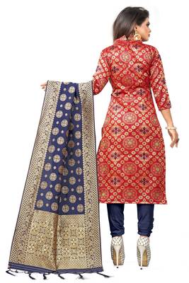 Red resham woven jacquard salwar 2