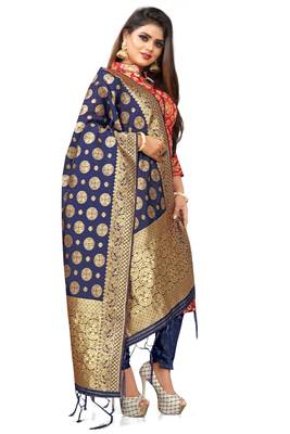 Red resham woven jacquard salwar 3