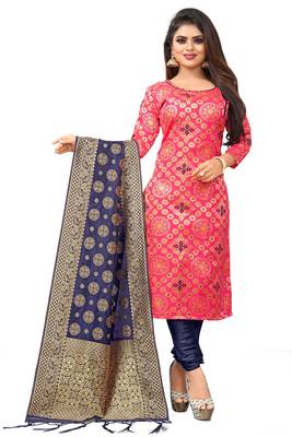Pink resham woven jacquard salwar 1