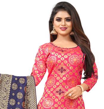 Pink resham woven jacquard salwar 4