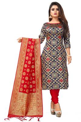 Navy-blue resham woven jacquard salwar 1