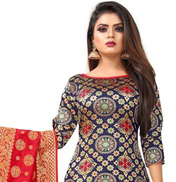 Navy-blue resham woven jacquard salwar 4