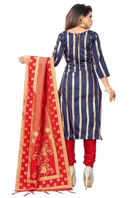 Navy-blue resham woven jacquard salwar 3