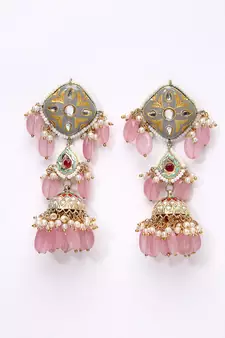 Grey pearl jhumkas
