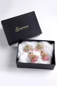 Grey pearl jhumkas
