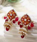 Red pearl jhumkas