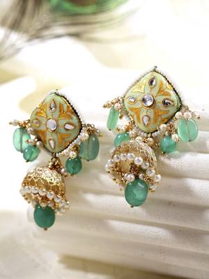 Green pearl jhumkas 1