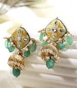 Green pearl jhumkas