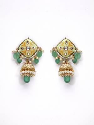 Green pearl jhumkas 2