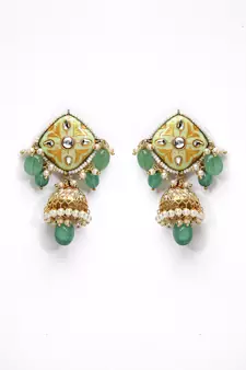 Green pearl jhumkas