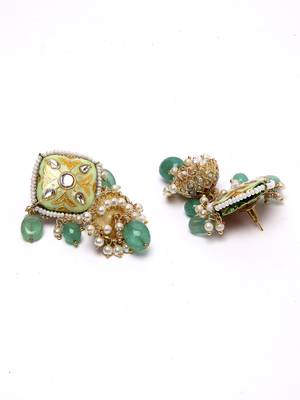 Green pearl jhumkas 3