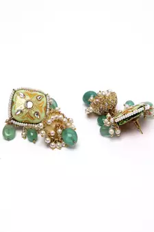 Green pearl jhumkas