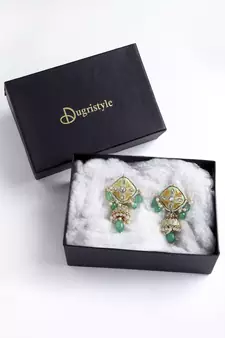 Green pearl jhumkas