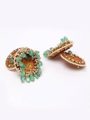 Orange pearl jhumkas 3