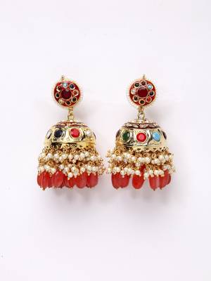 Red pearl jhumkas 2