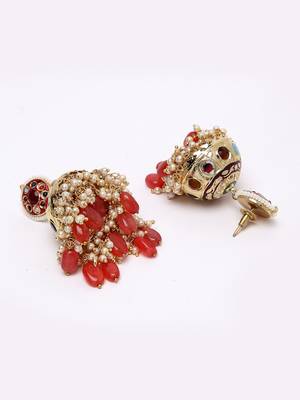 Red pearl jhumkas 3
