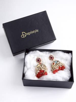 Red pearl jhumkas 4