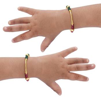 AkinosKIDS Multi beads nazariya Bangle set for Newborn - Multi Color Gold Plated 1