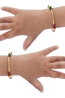 AkinosKIDS Multi beads nazariya Bangle set for Newborn - Multi Color Gold Plated