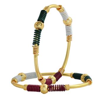 AkinosKIDS Multi beads nazariya Bangle set for Newborn - Multi Color Gold Plated 2