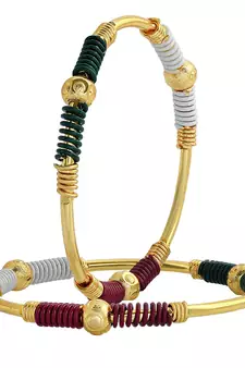 AkinosKIDS Multi beads nazariya Bangle set for Newborn - Multi Color Gold Plated