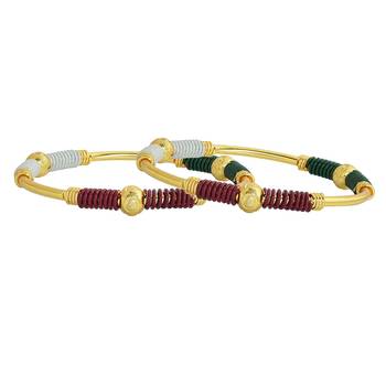 AkinosKIDS Multi beads nazariya Bangle set for Newborn - Multi Color Gold Plated 3