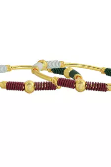 AkinosKIDS Multi beads nazariya Bangle set for Newborn - Multi Color Gold Plated