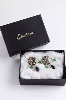 Blue pearl earrings