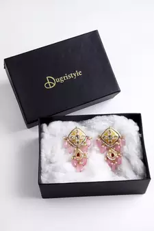 Pink pearl earrings