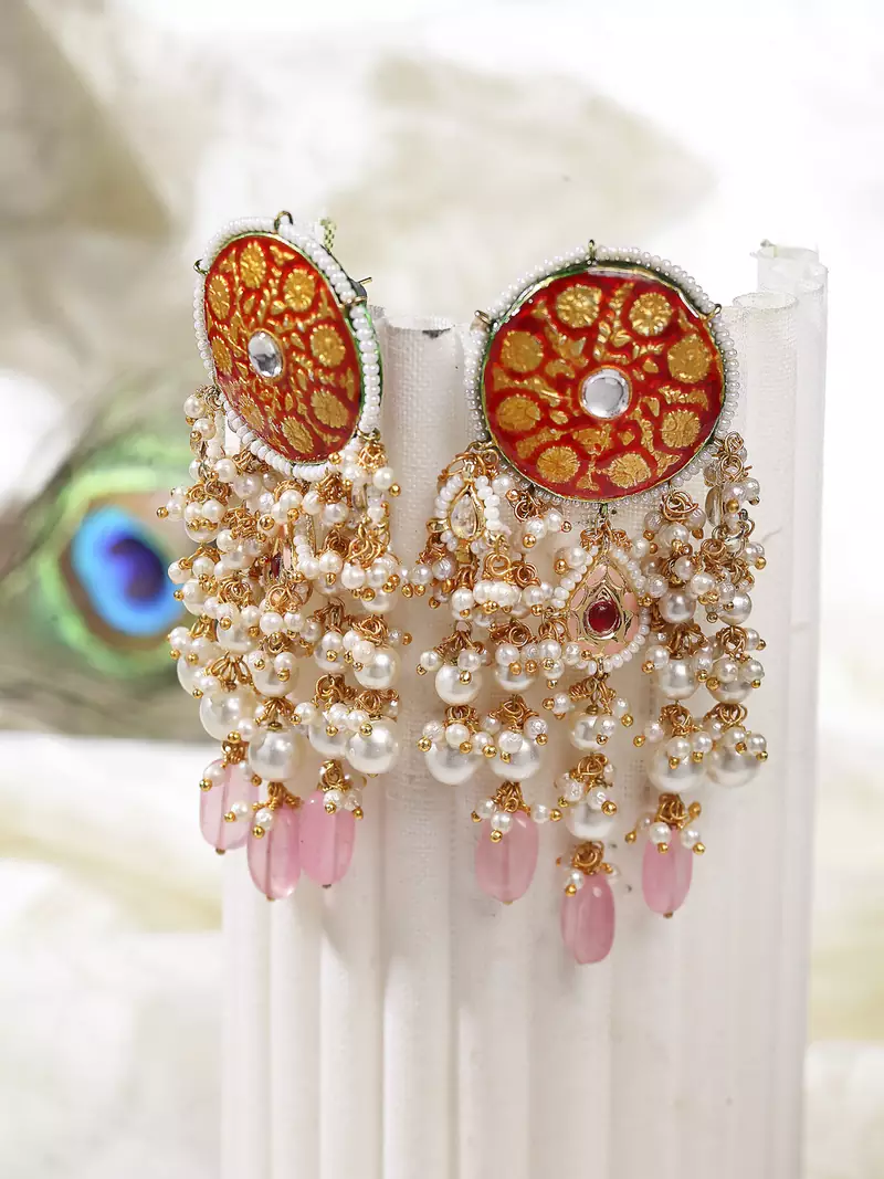 Red pearl earrings