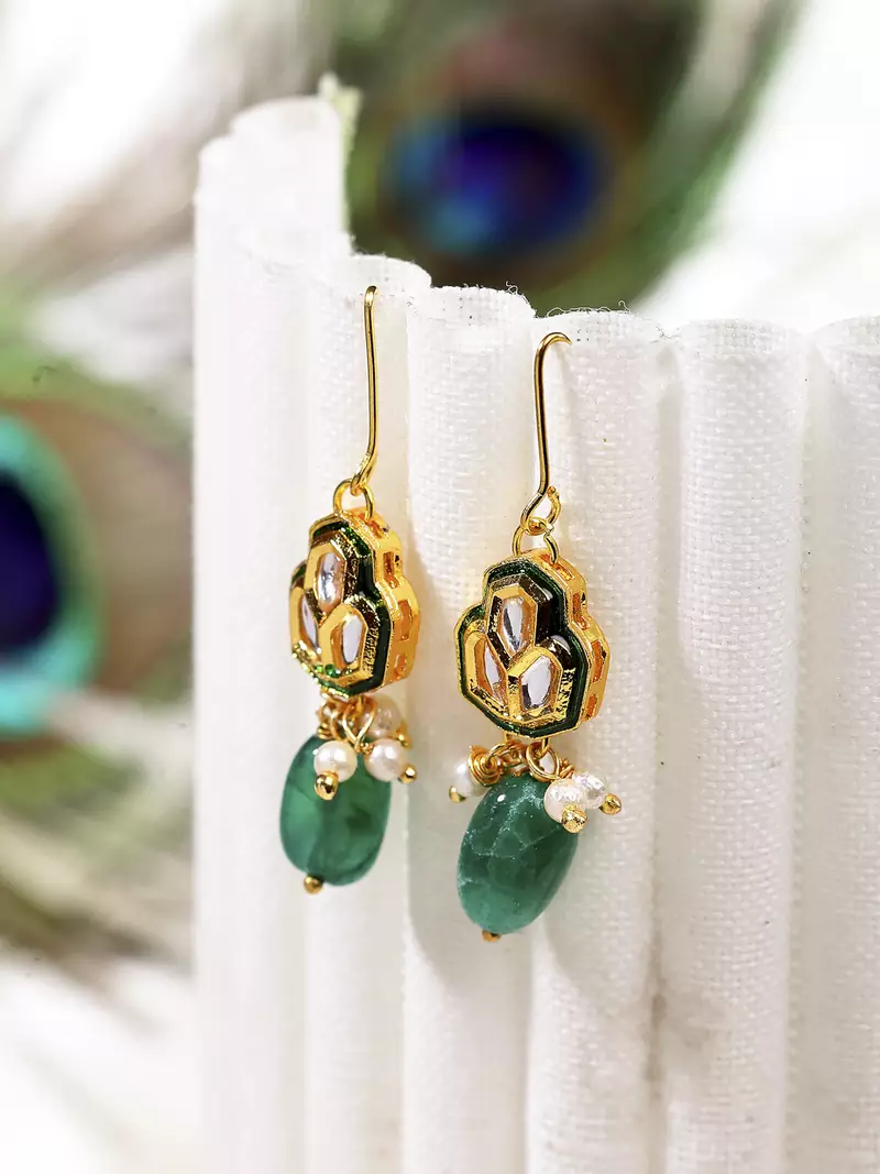 Green pearl earrings