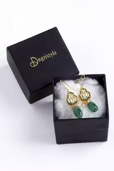 Green pearl earrings