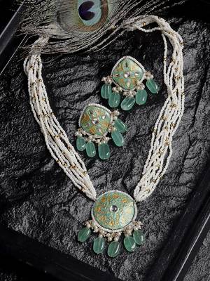 Green pearl necklace-sets 1