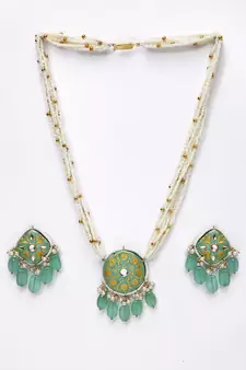 Green pearl necklace-sets