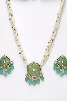 Green pearl necklace-sets