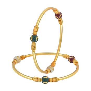 AkinosKIDS Multi Colored Beaded Nazariya Bangle set  for Newborn- Golden 2