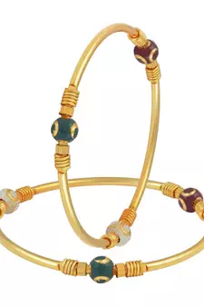 AkinosKIDS Multi Colored Beaded Nazariya Bangle set  for Newborn- Golden