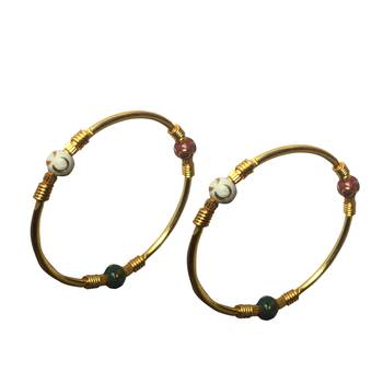 AkinosKIDS Multi Colored Beaded Nazariya Bangle set  for Newborn- Golden 4