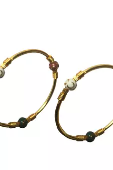 AkinosKIDS Multi Colored Beaded Nazariya Bangle set  for Newborn- Golden