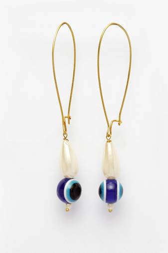 Blue pearl earrings
