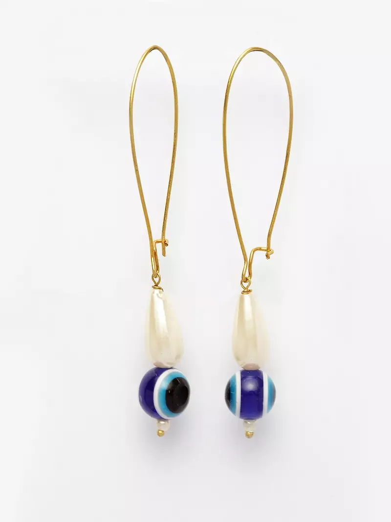 Blue pearl earrings