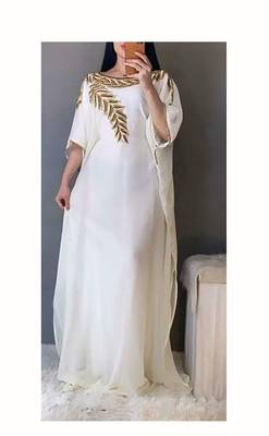 White Embroidered Kaftan for Women 1