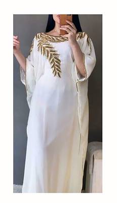 White Embroidered Kaftan for Women 2