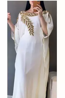 White Embroidered Kaftan for Women