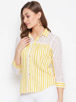 Yellow printed rayon party-tops 3