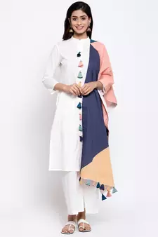 White self design cotton salwar