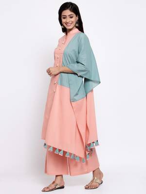 Peach plain cotton salwar 1