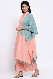 Peach plain cotton salwar