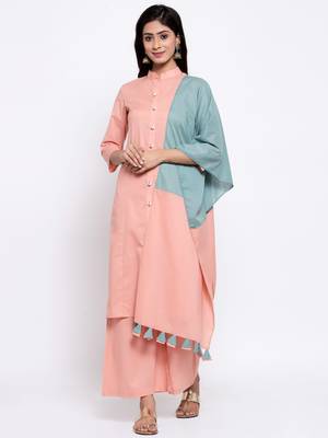 Peach plain cotton salwar 2